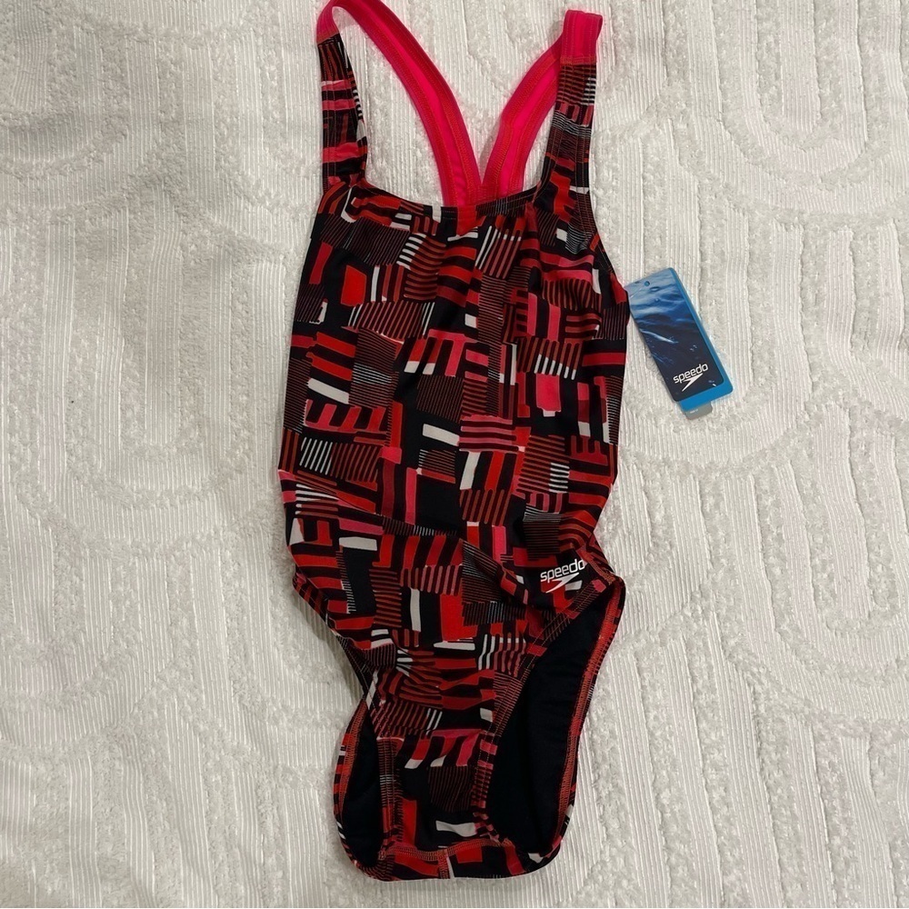 Speedo Women's Trippy Stripe Drop Back Swimsuit new with tags size 28